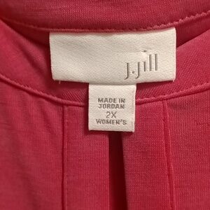 FINAL PRICE j. jill coral l/s blouse fold up sleeves & rounded v-neckline